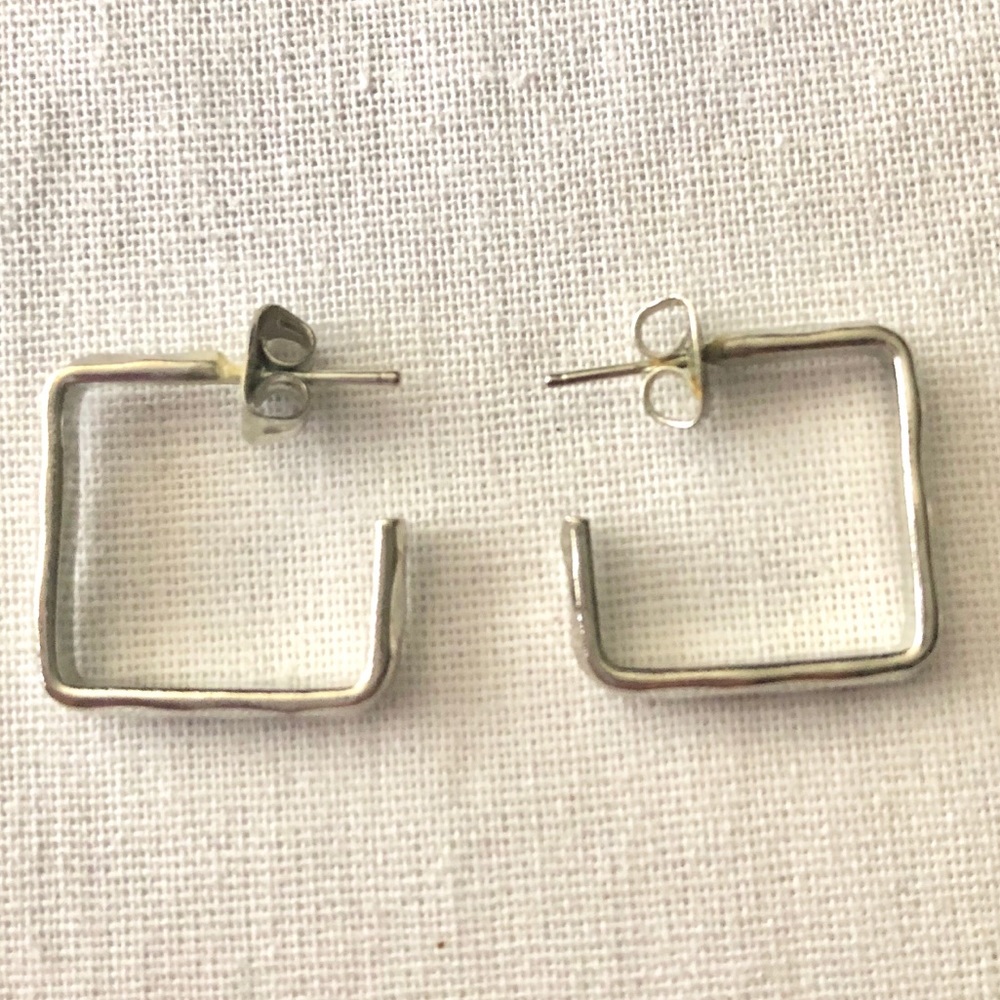 Vintage silver geometric cube pierced earrings